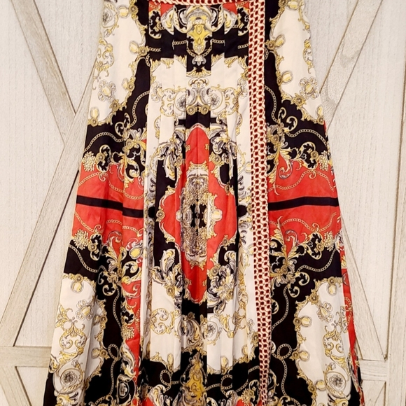 Zara - A line Skirt Scarf Chain Print Pleated - Picture 3 of 8